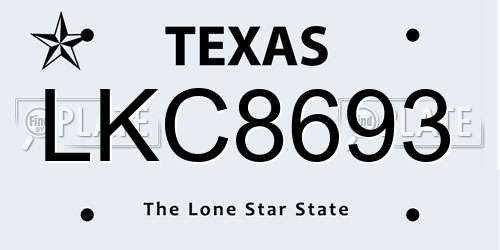 LKC8693 Texas License Plate