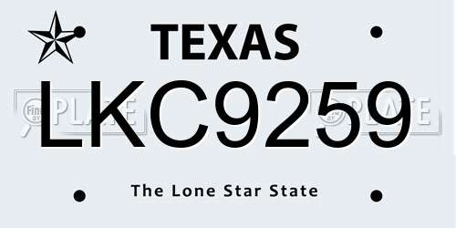 LKC9259 Texas License Plate
