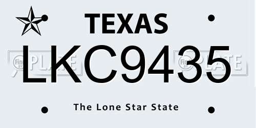 LKC9435 Texas License Plate