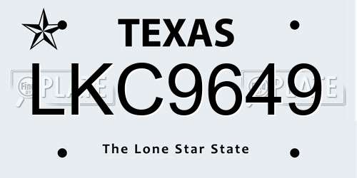 LKC9649 Texas License Plate