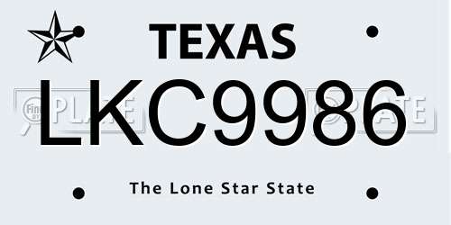 LKC9986 Texas License Plate