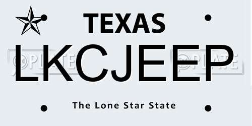 LKCJEEP Texas License Plate