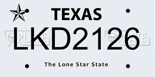 LKD2126 Texas License Plate