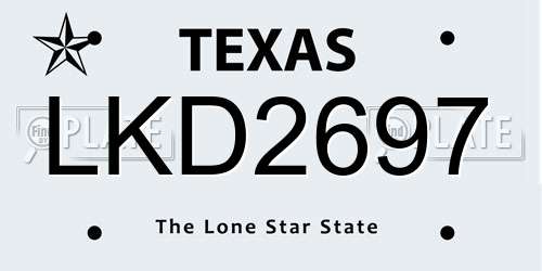 LKD2697 Texas License Plate