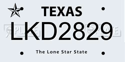 LKD2829 Texas License Plate