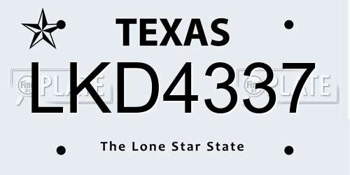 LKD4337 Texas License Plate