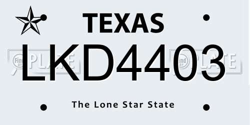 LKD4403 Texas License Plate