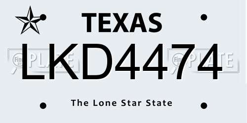 LKD4474 Texas License Plate