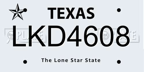 LKD4608 Texas License Plate