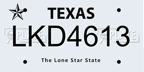 LKD4613 Texas License Plate