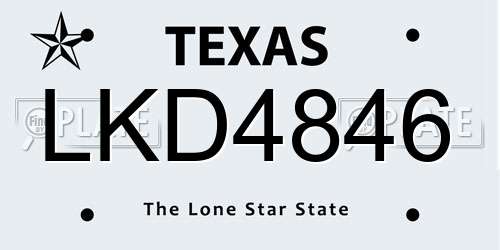 LKD4846 Texas License Plate