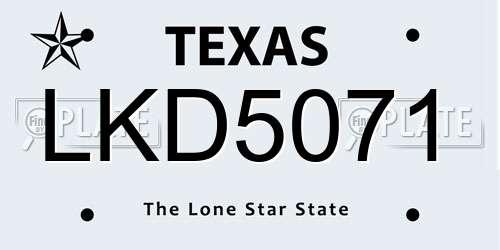 LKD5071 Texas License Plate
