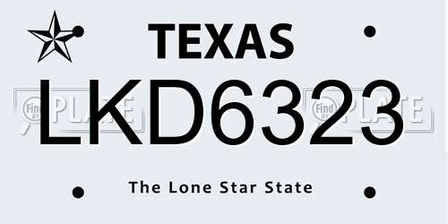 LKD6323 Texas License Plate
