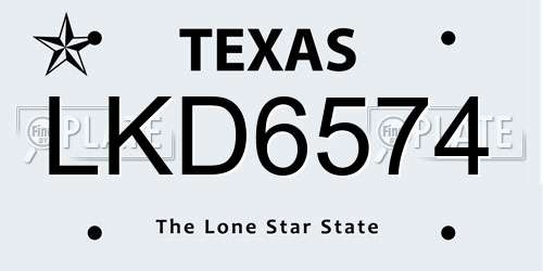 LKD6574 Texas License Plate