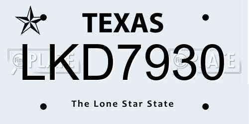 LKD7930 Texas License Plate