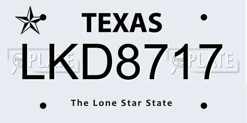 LKD8717 Texas License Plate