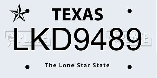 LKD9489 Texas License Plate