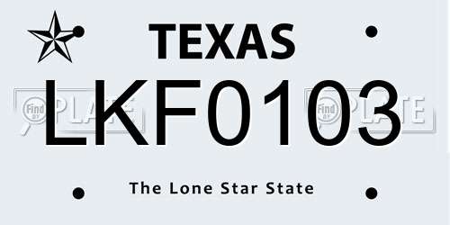 LKF0103 Texas License Plate