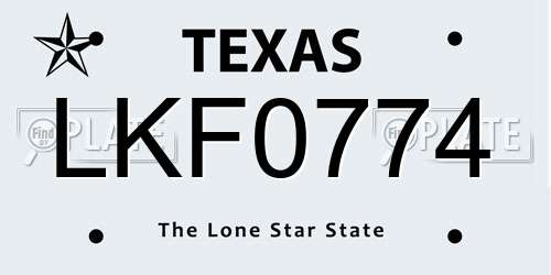 LKF0774 Texas License Plate