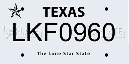 LKF0960 Texas License Plate