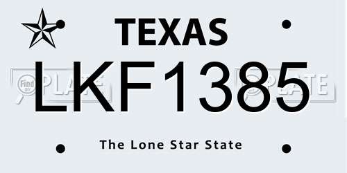 LKF1385 Texas License Plate