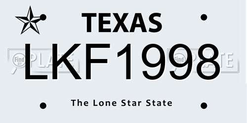 LKF1998 Texas License Plate