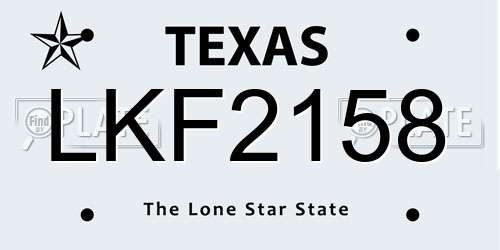 LKF2158 Texas License Plate