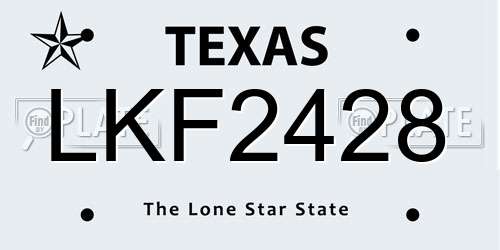 LKF2428 Texas License Plate