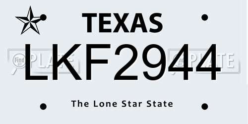 LKF2944 Texas License Plate