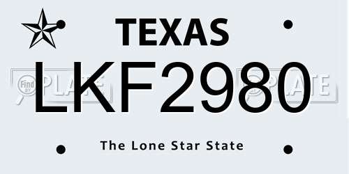 LKF2980 Texas License Plate