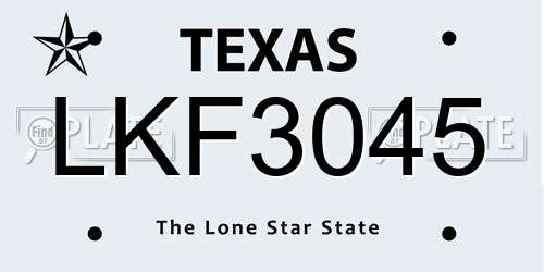 LKF3045 Texas License Plate