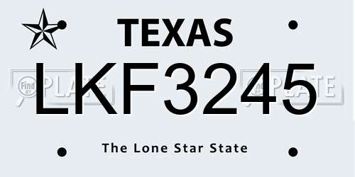 LKF3245 Texas License Plate
