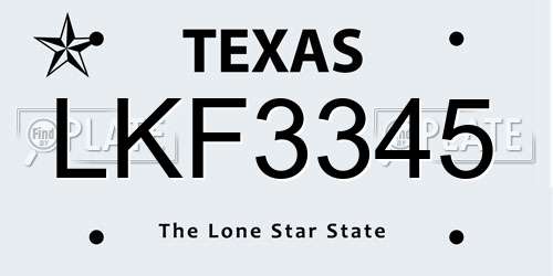 LKF3345 Texas License Plate