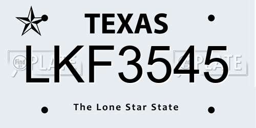LKF3545 Texas License Plate