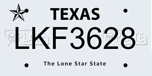 LKF3628 Texas License Plate