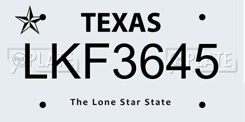 LKF3645 Texas License Plate