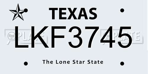 LKF3745 Texas License Plate