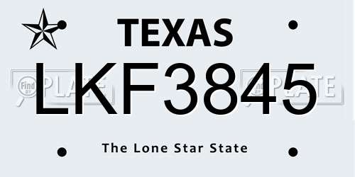 LKF3845 Texas License Plate