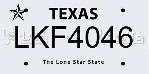 LKF4046 Texas License Plate