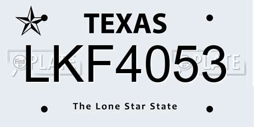 LKF4053 Texas License Plate