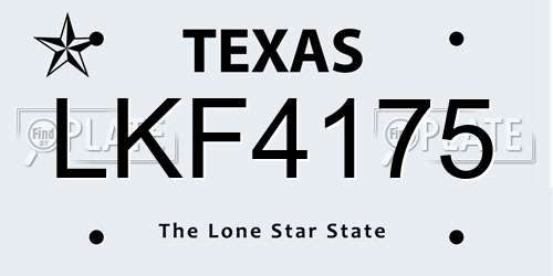 LKF4175 Texas License Plate
