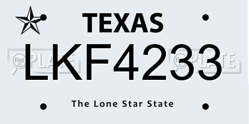 LKF4233 Texas License Plate
