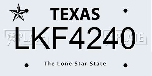 LKF4240 Texas License Plate
