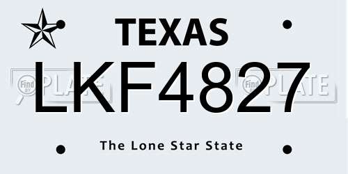 LKF4827 Texas License Plate