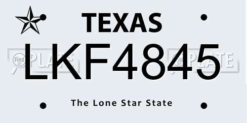 LKF4845 Texas License Plate