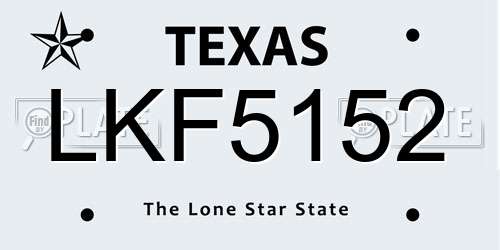 LKF5152 Texas License Plate