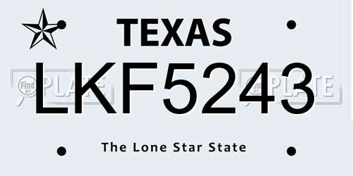 LKF5243 Texas License Plate
