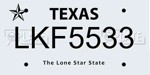 LKF5533 Texas License Plate