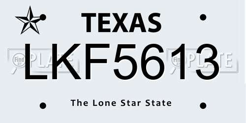 LKF5613 Texas License Plate