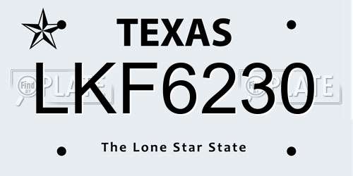 LKF6230 Texas License Plate